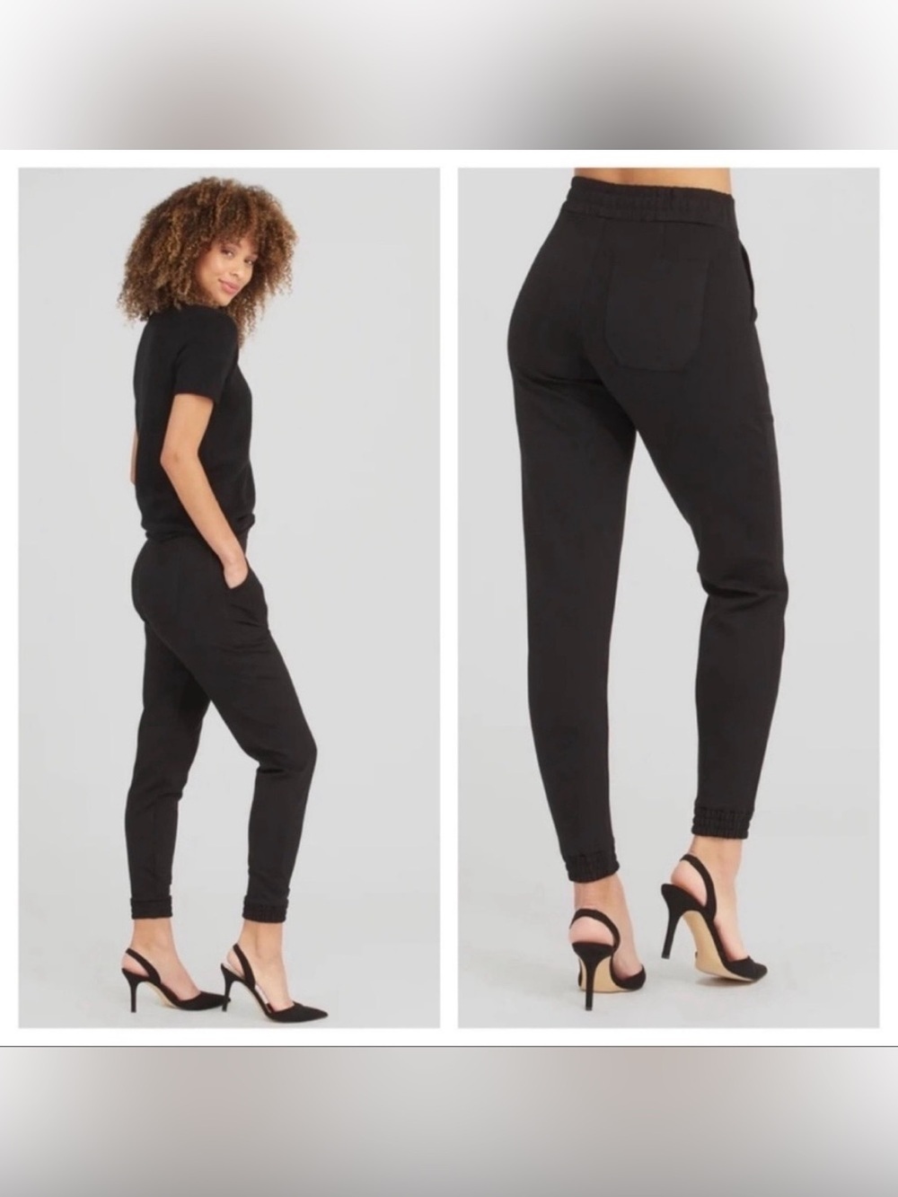SPANX The Perfect Pant Black Ponte Pull-On Joggers Stretch Ankle #20350R Size L - Picture 3 of 16